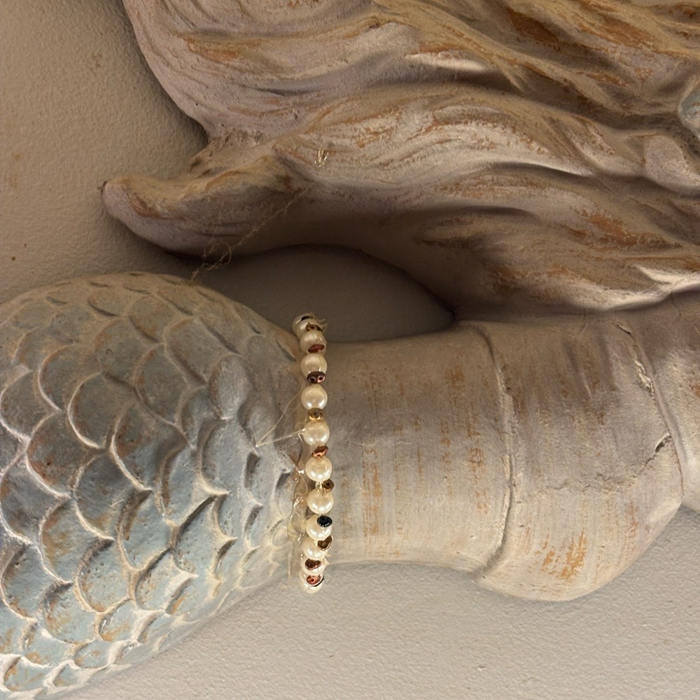 Huge MERMAID SCULPTURE 25x10 with pearls starfish jewelry - Picture 10 of 16